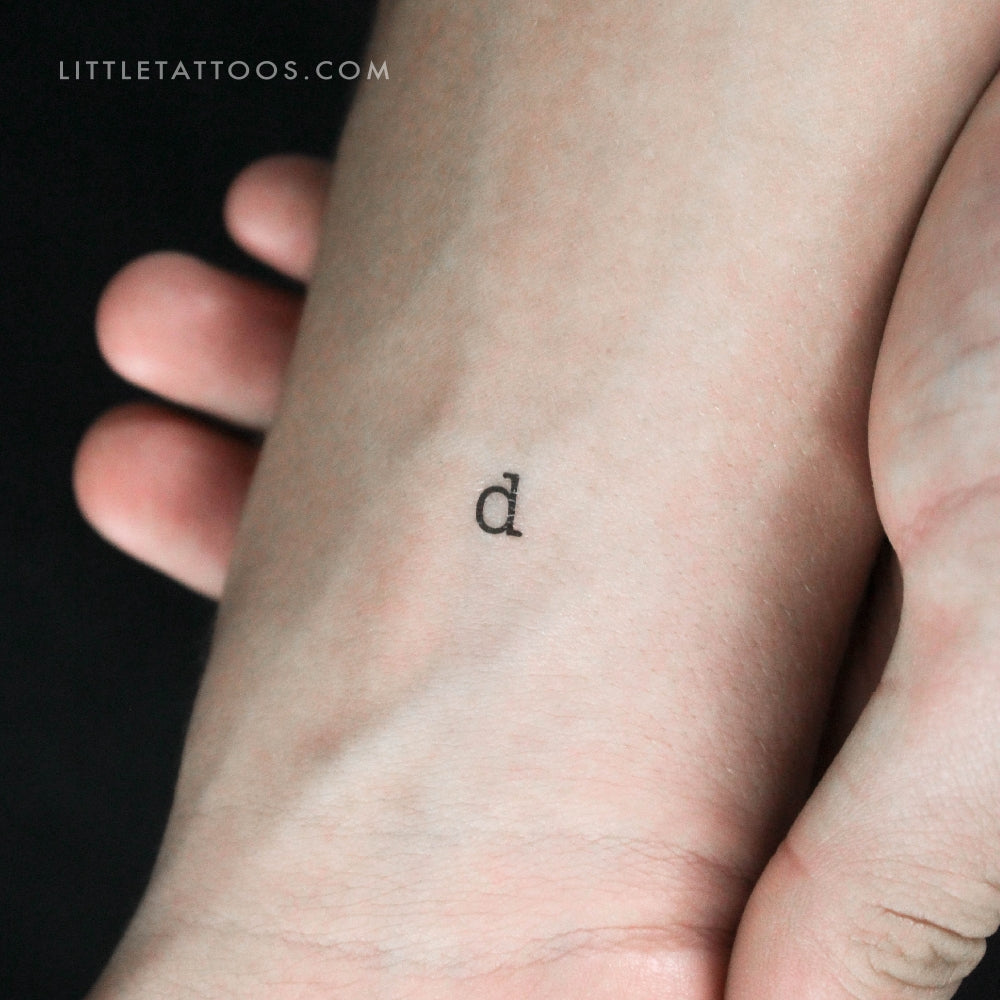 D Lowercase Typewriter Letter Temporary Tattoo - Set of 3