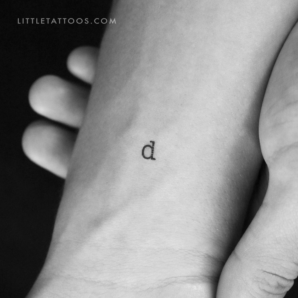 D Lowercase Typewriter Letter Temporary Tattoo - Set of 3