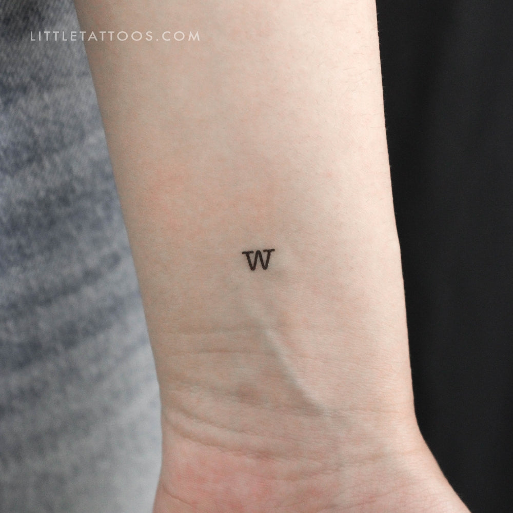 Tatuaje temporal de la letra W minúscula de máquina de escribir (juego de 3)