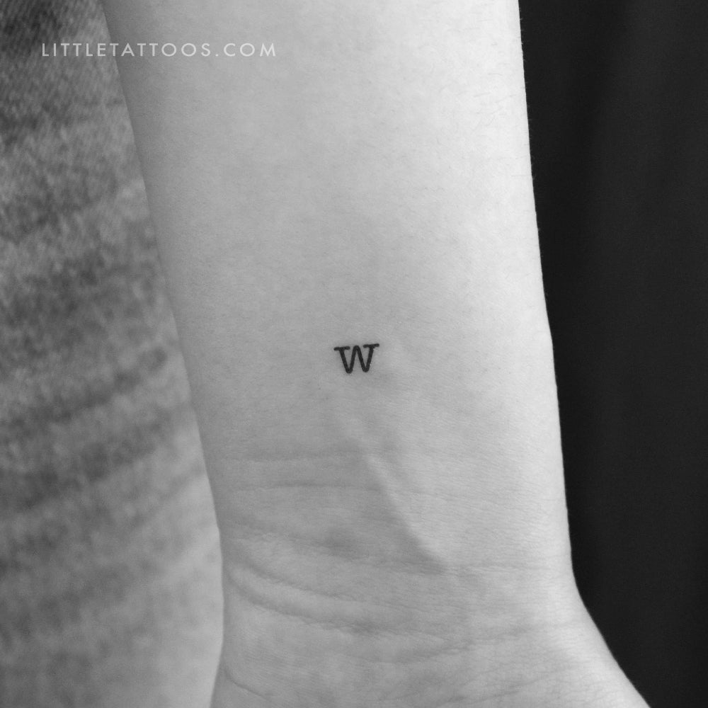 Tatuaje temporal de la letra W minúscula de máquina de escribir (juego de 3)