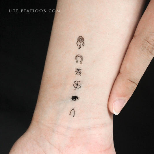Tatuaje temporal de cadena de la suerte - Juego de 3