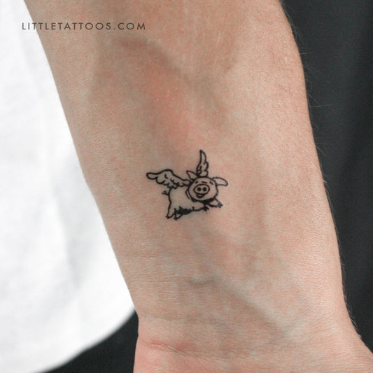 Small Flying Pig Temporary Tattoo - Set of 3