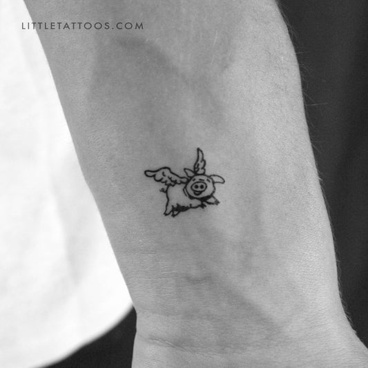 Small Flying Pig Temporary Tattoo - Set of 3