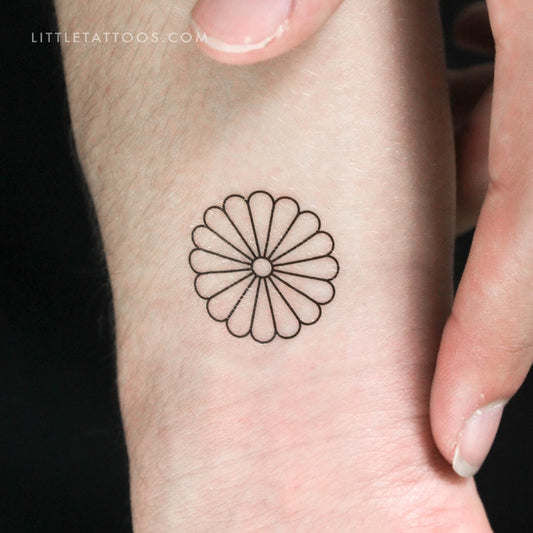 Tatuaje temporal minimalista de crisantemo (juego de 3)