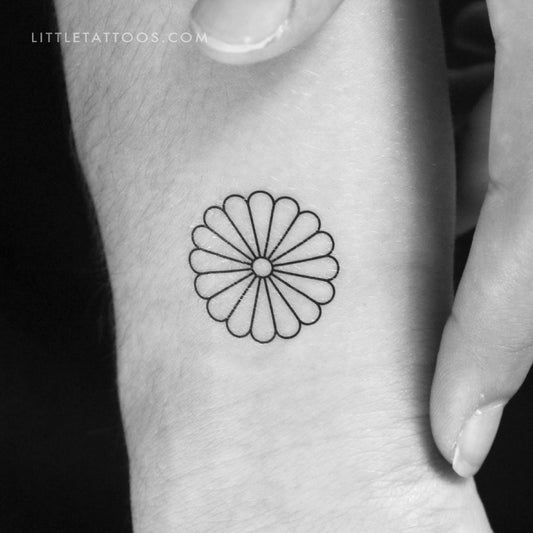 Tatuaje temporal minimalista de crisantemo (juego de 3)