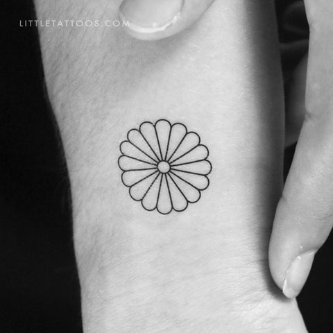 Minimalist Chrysanthemum Temporary Tattoo - Set of 3