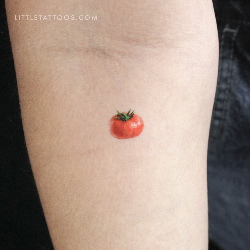 Tatuaje temporal de tomate rojo pequeño - Juego de 3