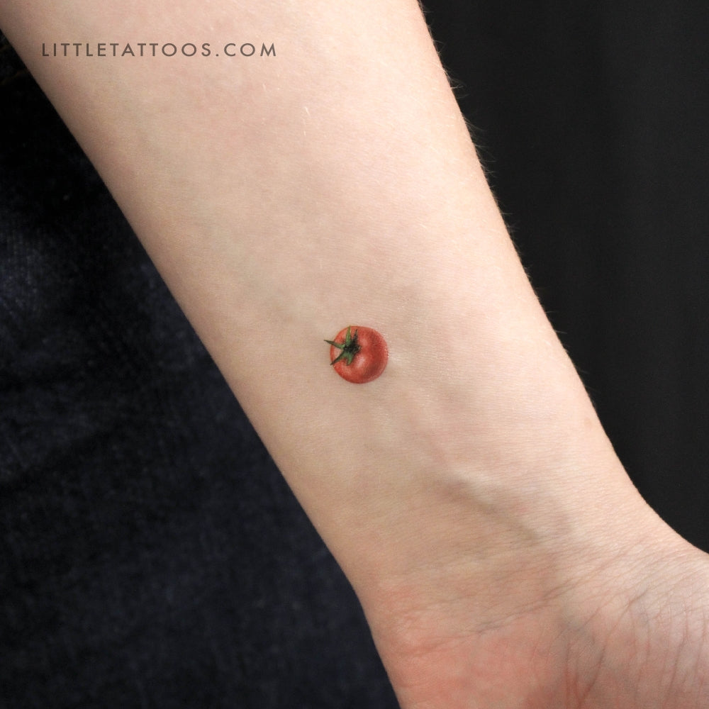 Tatuaje temporal de tomate rojo pequeño (juego de 3)
