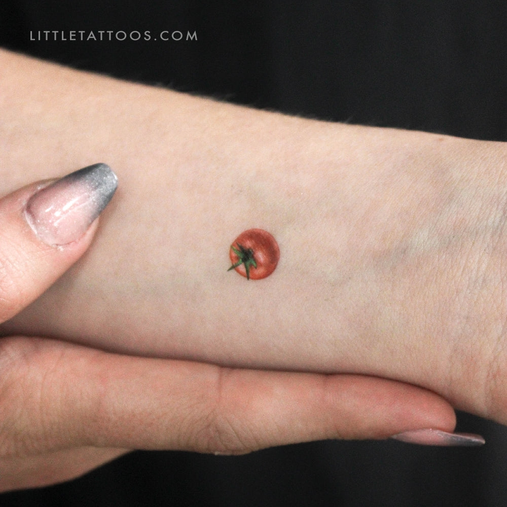 Tatuaje temporal de tomate rojo pequeño (juego de 3)