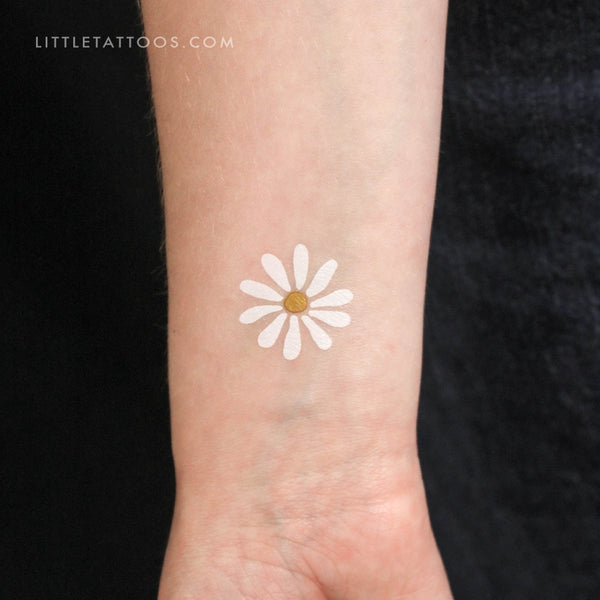 White Daisy Temporary Tattoo - Set of 3