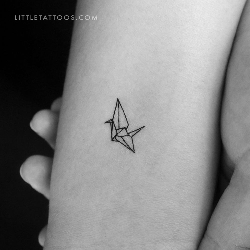 Tatuaje temporal de grulla de origami diminuta (juego de 3)