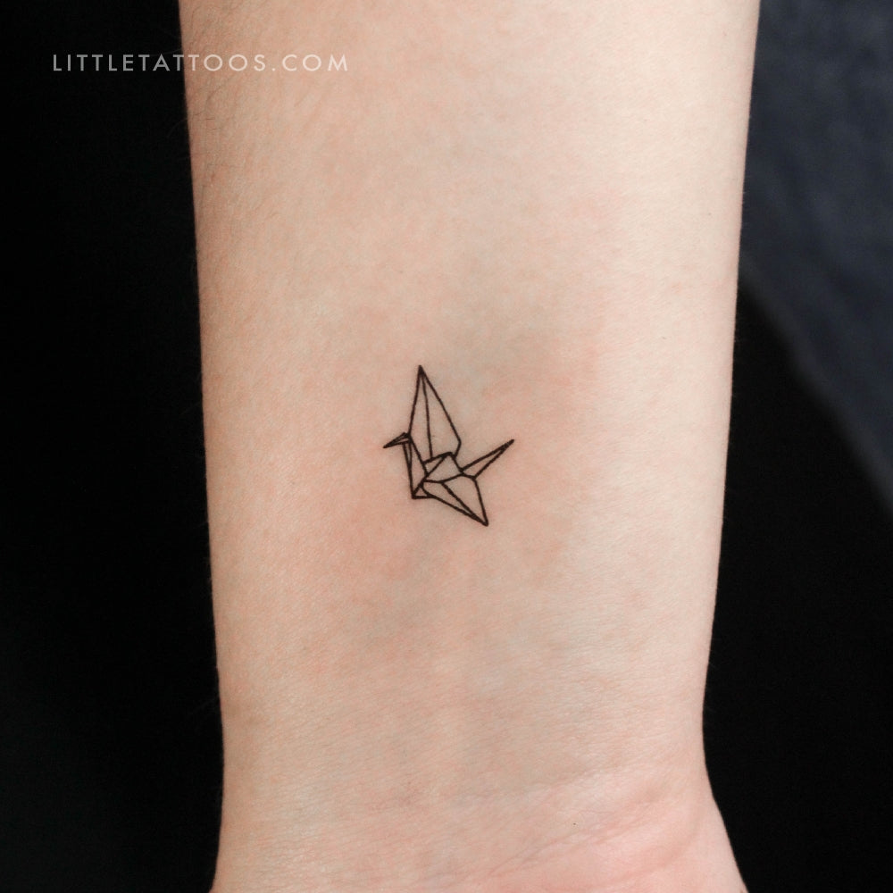 Tatuaje temporal de grulla de origami diminuta (juego de 3)
