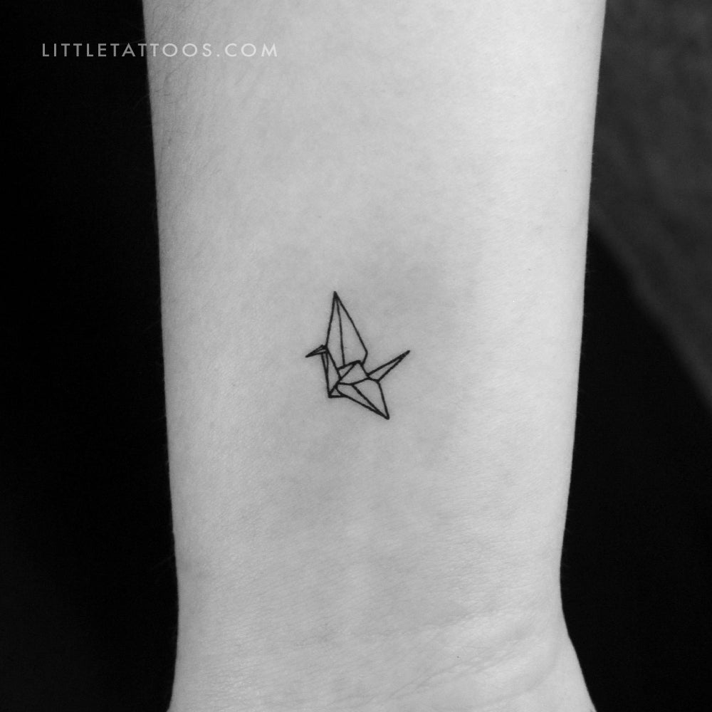 Tatuaje temporal de grulla de origami diminuta (juego de 3)