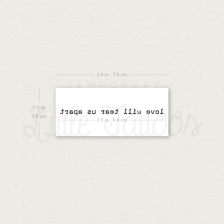 Love Will Tear Us Apart Temporary Tattoo - Set of 3