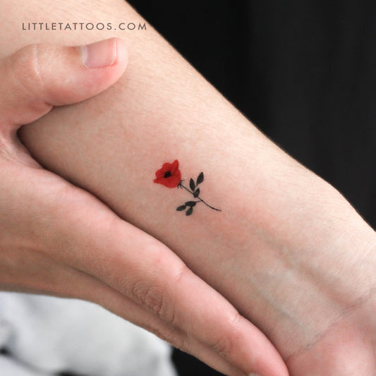 Tatuaje temporal de flor roja de Zihee (juego de 3)