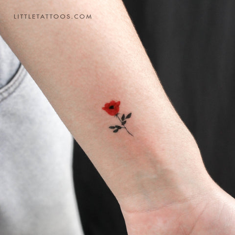 Red Flower Temporary Tattoo by Zihee - Set of 3