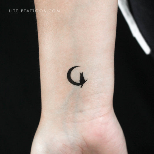 Tatuaje temporal de perro en la luna (juego de 3)