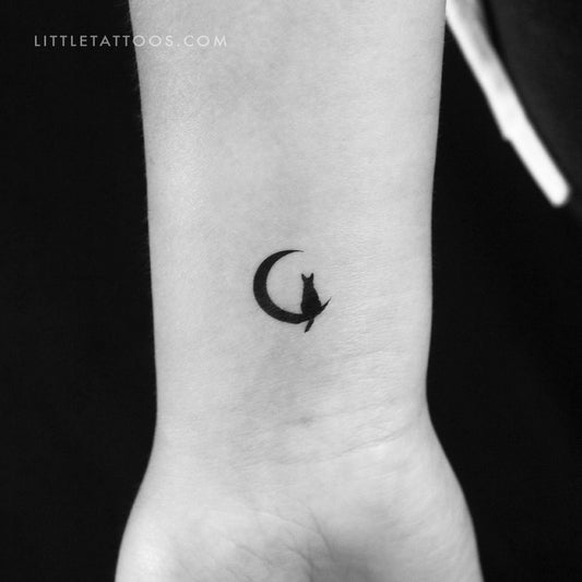 Tatuaje temporal de perro en la luna (juego de 3)