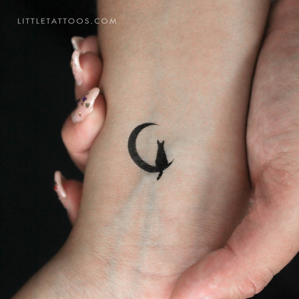 Tatuaje temporal de perro en la luna (juego de 3)