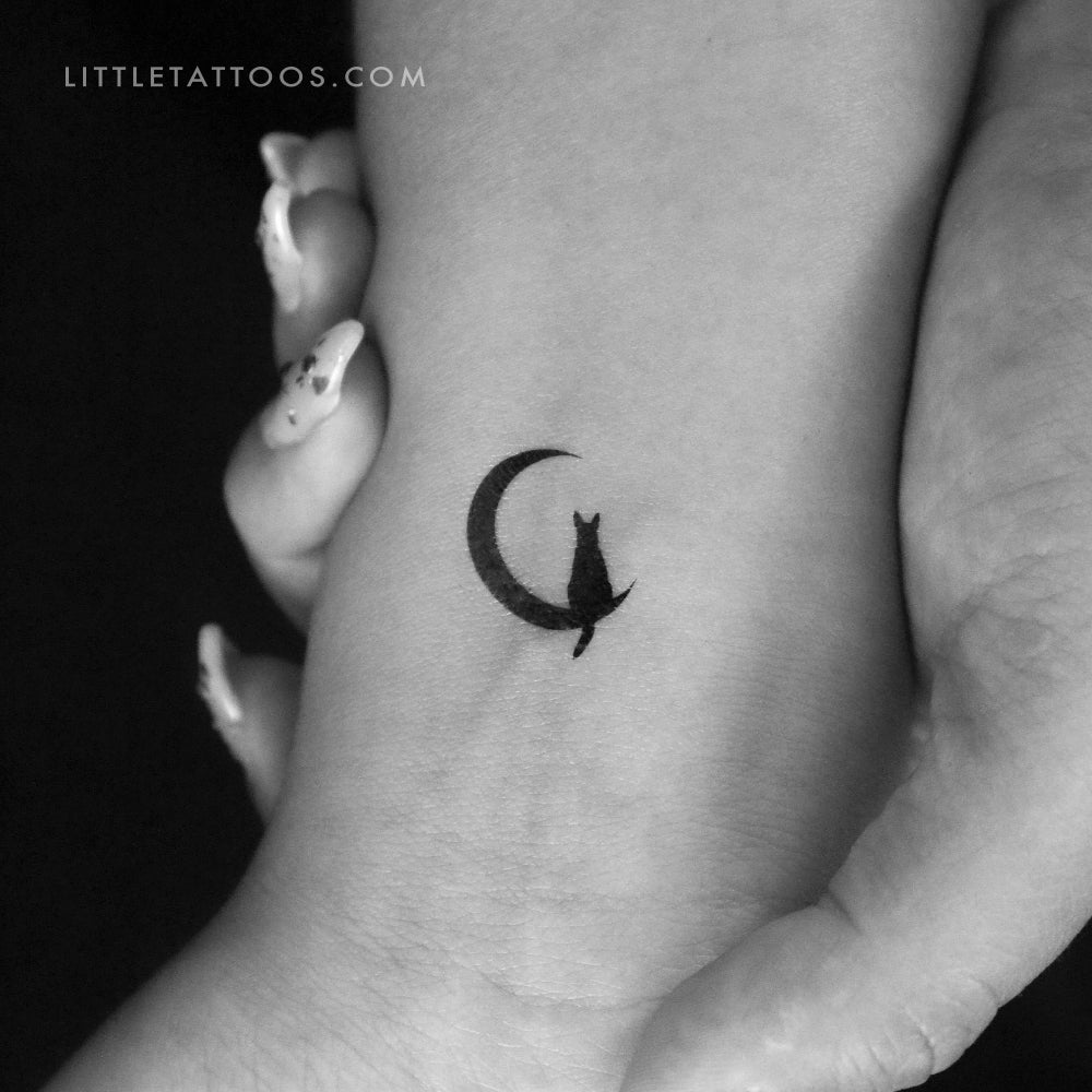 Tatuaje temporal de perro en la luna (juego de 3)