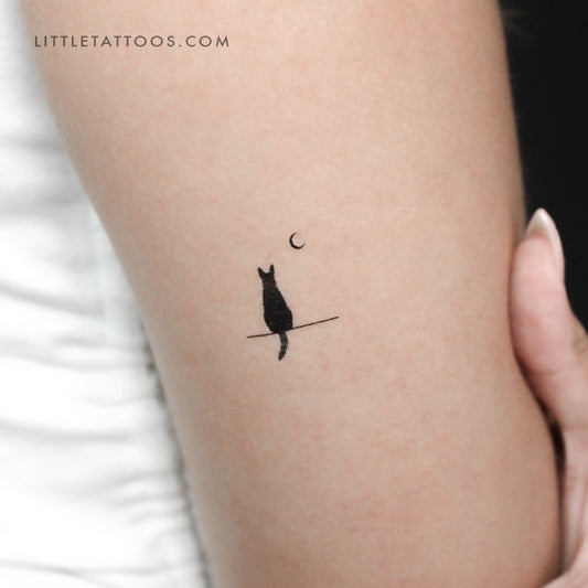 Tatuaje temporal de perro y luna (juego de 3)
