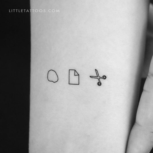 Tatuaje temporal de piedra, papel o tijera (juego de 3)