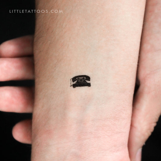 Tiny Retro Telephone Temporary Tattoo - Set of 3