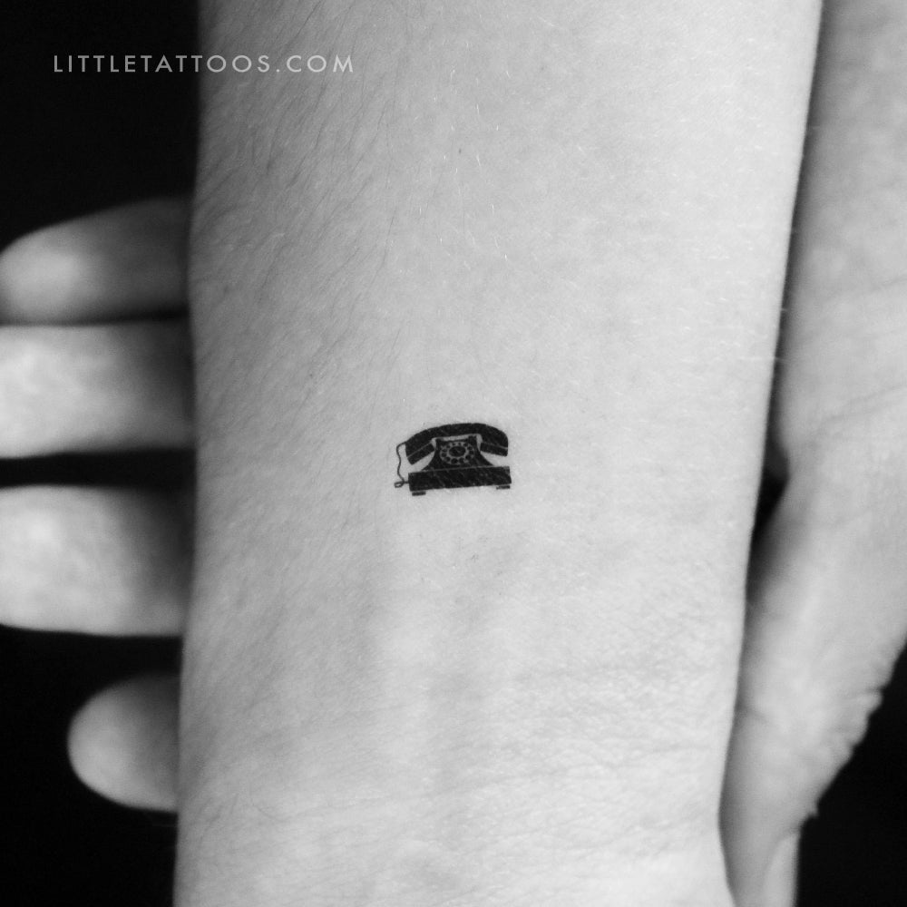 Tatuaje temporal de teléfono retro pequeño (juego de 3)