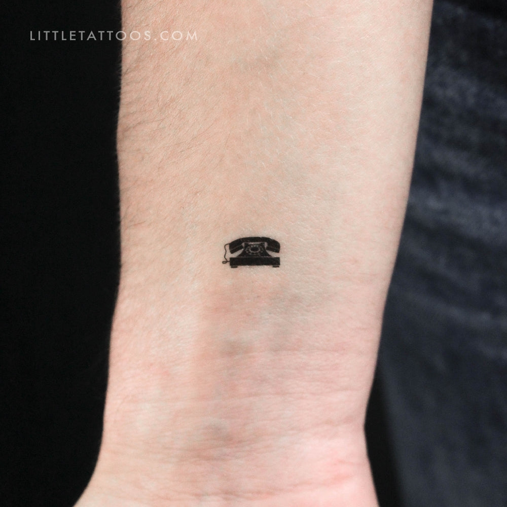 Tatuaje temporal de teléfono retro pequeño (juego de 3)