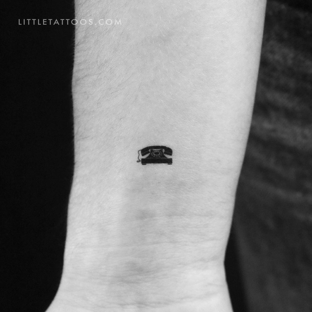 Tatuaje temporal de teléfono retro pequeño (juego de 3)