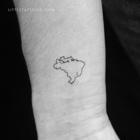 Brazil Map Outline Temporary Tattoo - Set of 3