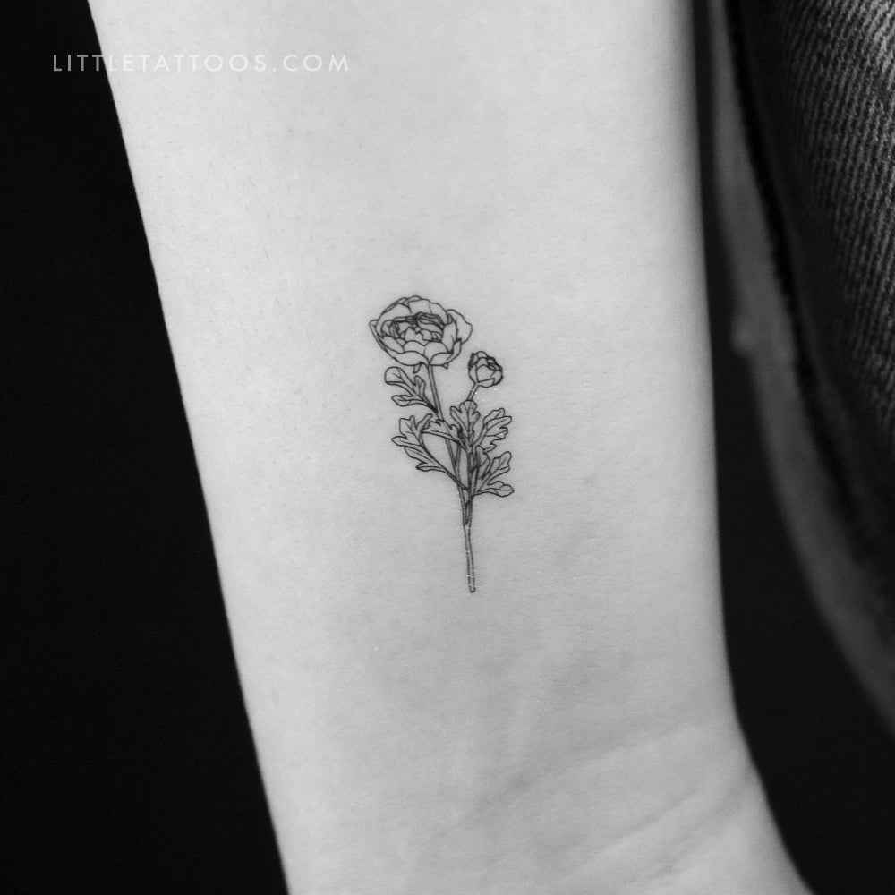 Tatuaje temporal de ranúnculo - Juego de 3