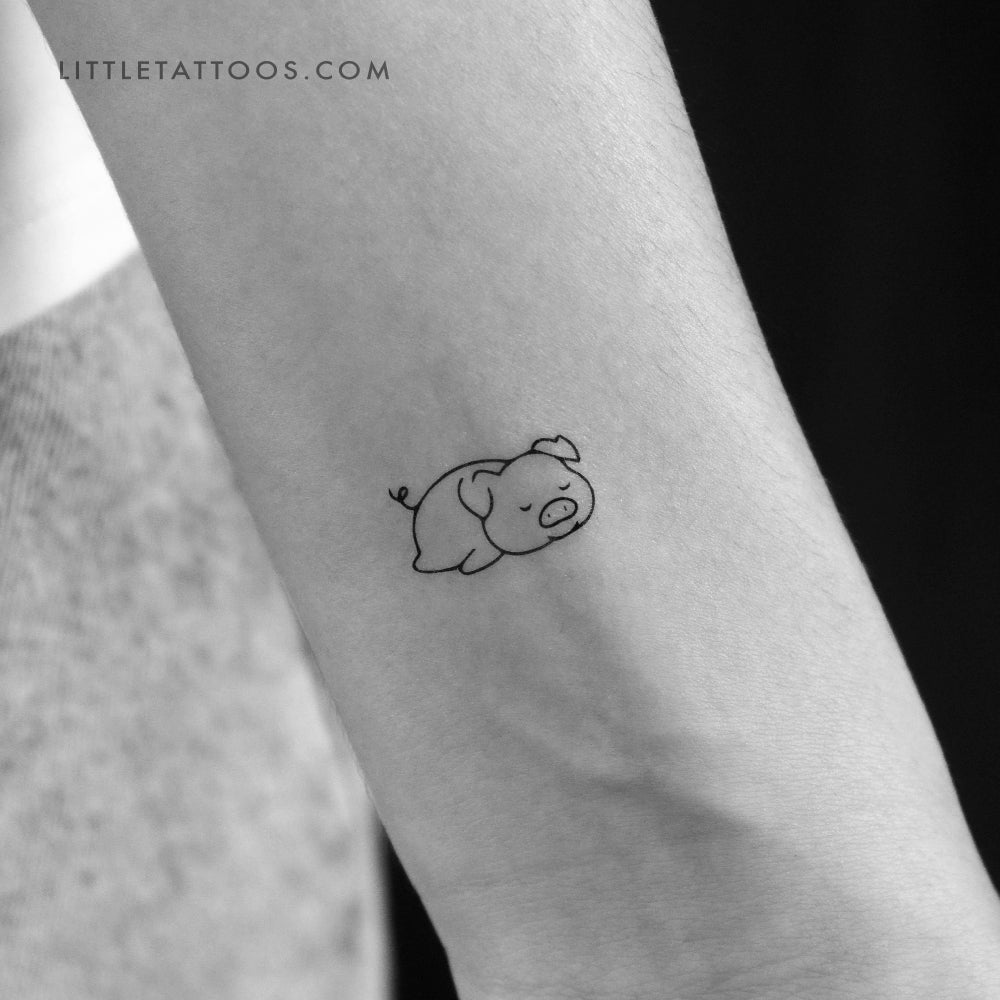 Tatuaje temporal de cerdito dormilón - Juego de 3