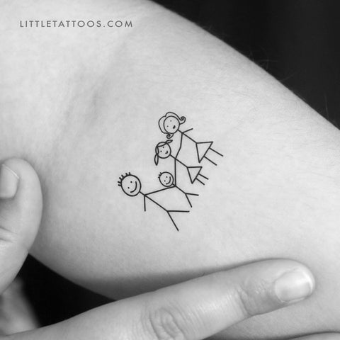 Family Drawing Temporary Tattoo - Set of 3