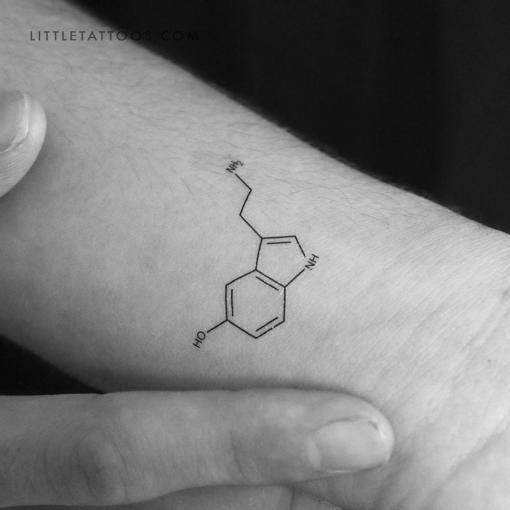 Serotonin Chemical Structure Temporary Tattoo - Set of 3