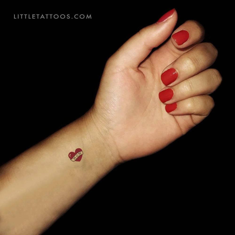 Mom Banner Tattoos A Tattoo With The Inscription Of Mom. A Heart And