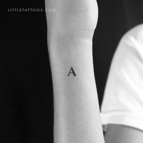 A Uppercase Serif Letter Temporary Tattoo - Set of 3