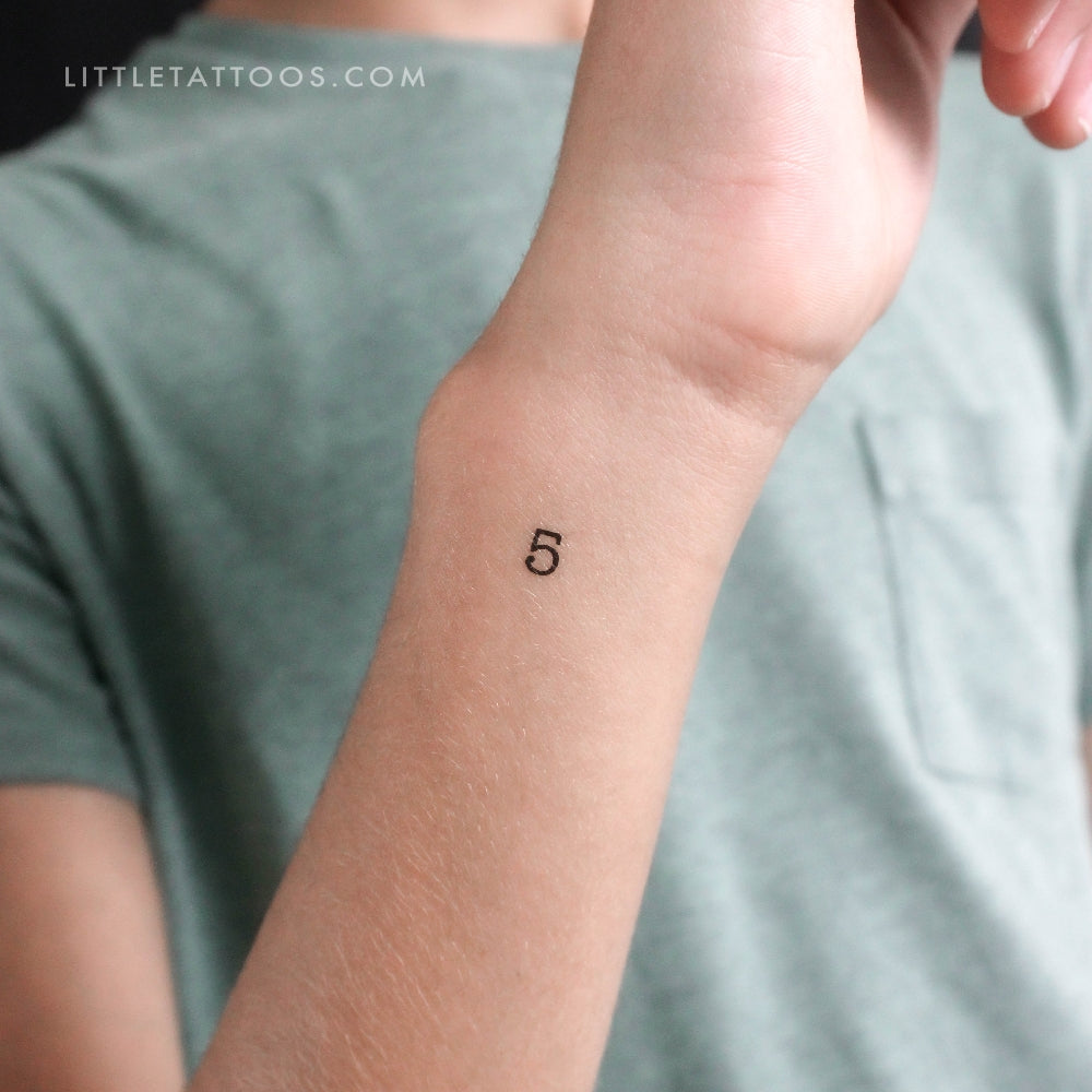 Tatuaje temporal del número 5 - Juego de 3