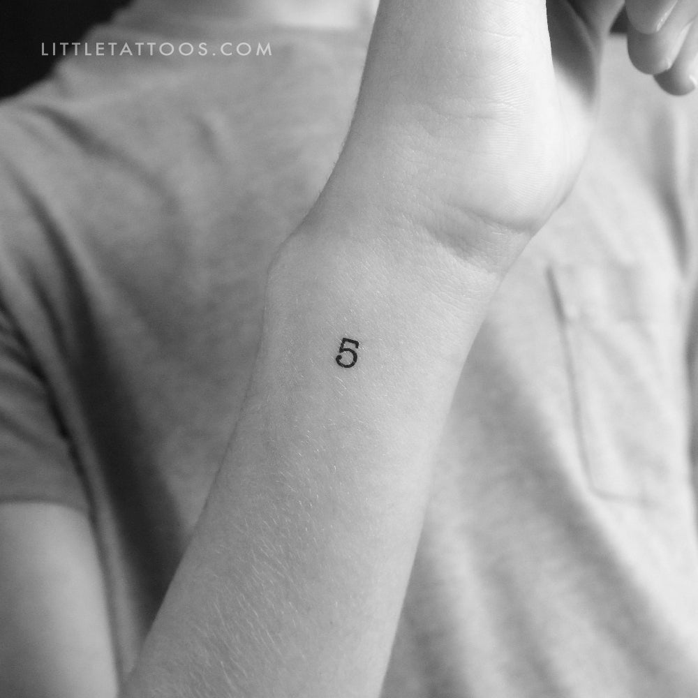 Tatuaje temporal del número 5 - Juego de 3