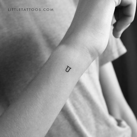 U Uppercase Typewriter Letter Temporary Tattoo - Set of 3