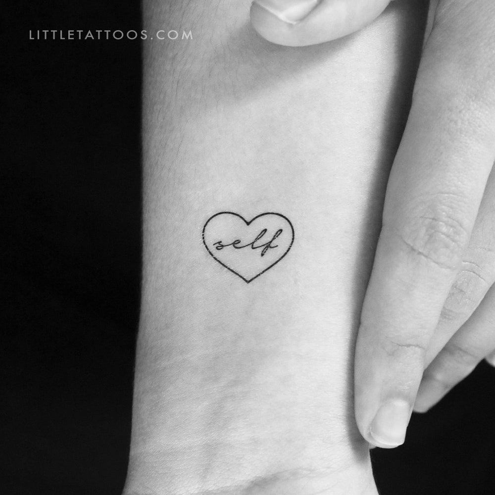 Self-Love Heart Outline Temporary Tattoo - Set of 3