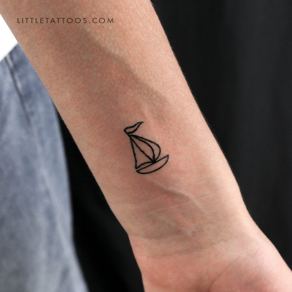 Sailboat Outline Temporary Tattoo - Set of 3