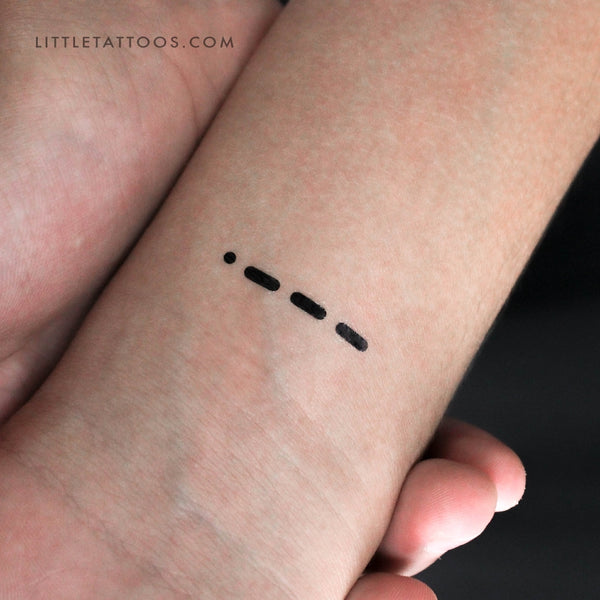 Morse Code J Temporary Tattoo - Set of 3