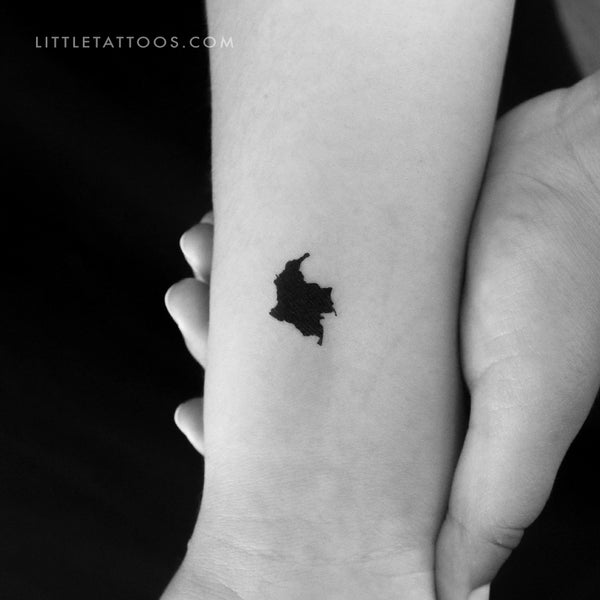 Small Colombia Map Temporary Tattoo - Set of 3