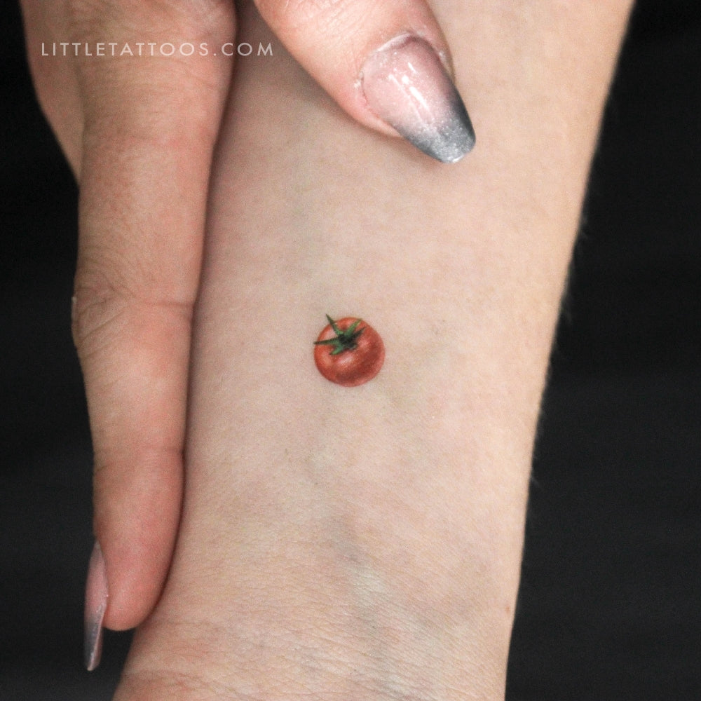 Tatuaje temporal de tomate rojo pequeño (juego de 3)