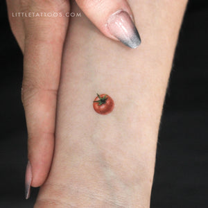 Tiny Red Tomato Temporary Tattoo - Set of 3