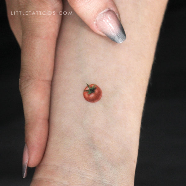 Tiny Red Tomato Temporary Tattoo - Set of 3