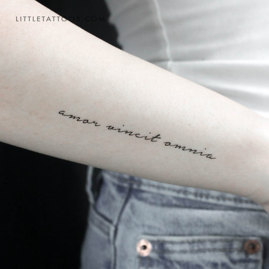 Amor Vincit Omnia Temporary Tattoo - Set of 3