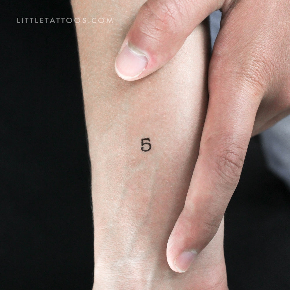 Tatuaje temporal del número 5 - Juego de 3