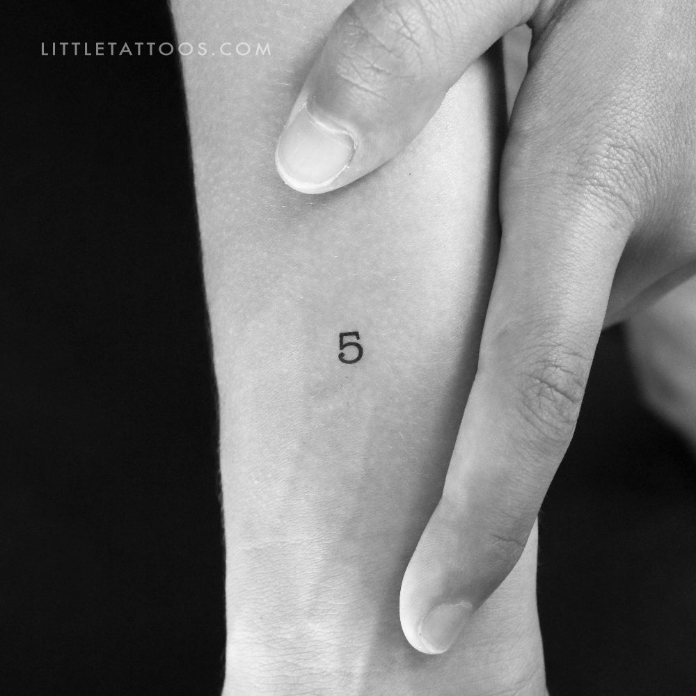 Tatuaje temporal del número 5 - Juego de 3